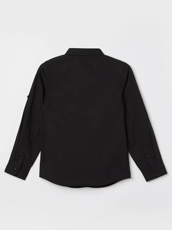 UCB plain black cotton shirt with full sleeves