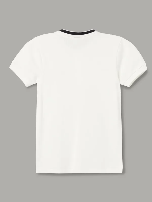 UCB plain white cotton t-shirt with polo neck