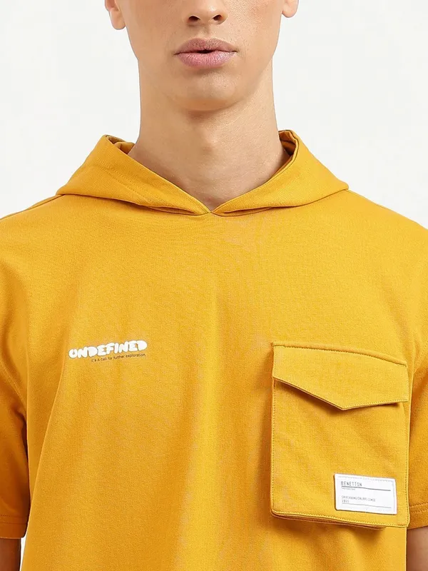 UCB plain yellow cotton hoodie t-shirt