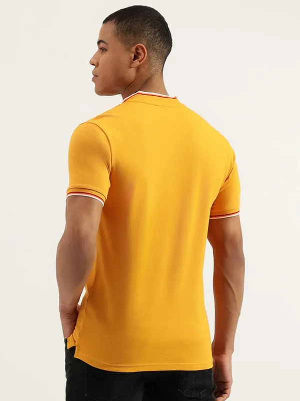 UCB plain yellow cotton slim t-shirt