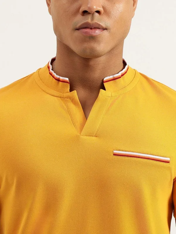 UCB plain yellow cotton slim t-shirt