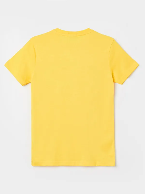 UCB plain yellow t-shirt with round neck in cotton