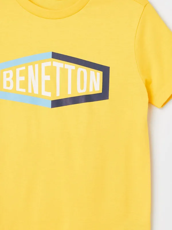UCB plain yellow t-shirt with round neck in cotton