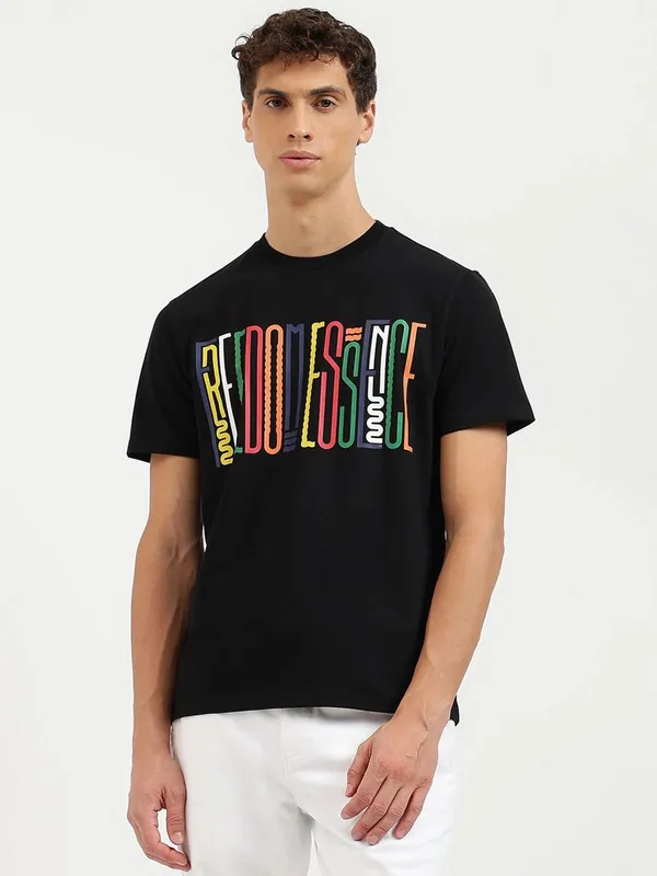 UCB printed black t-shirt in cotton fabric