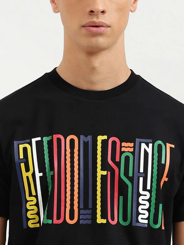UCB printed black t-shirt in cotton fabric