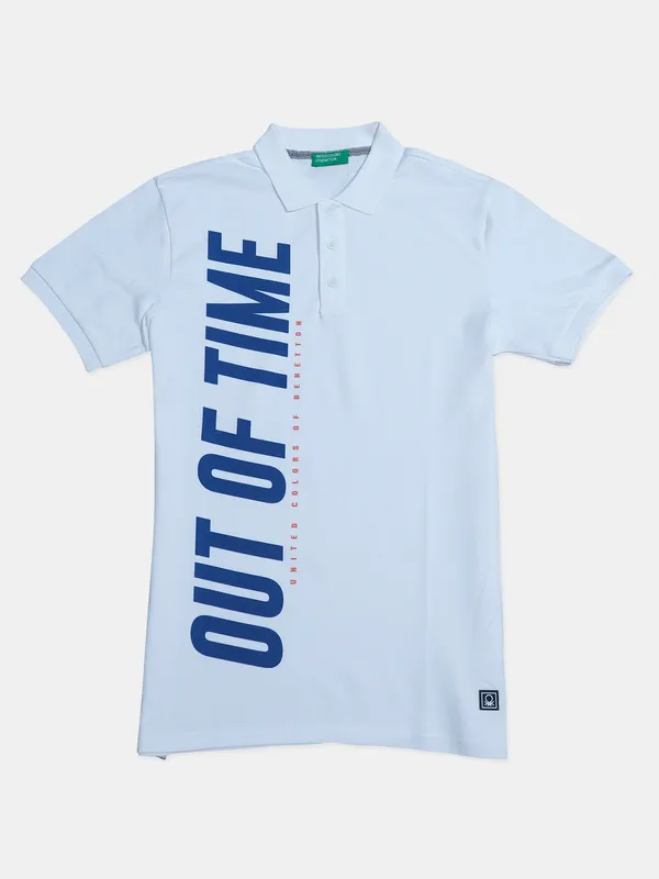 UCB printed casual cotton white t shirt