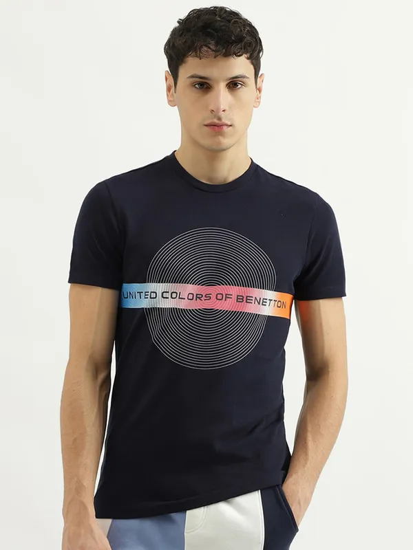 UCB printed navy t shirt