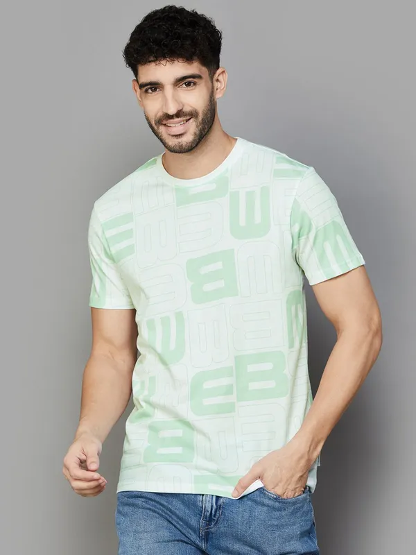 UCB printed pista green cotton t-shirt