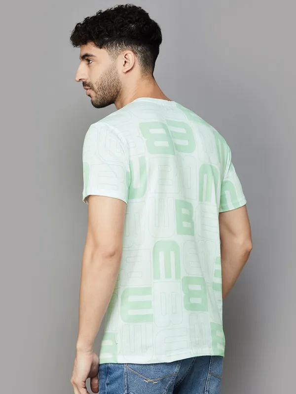 UCB printed pista green cotton t-shirt