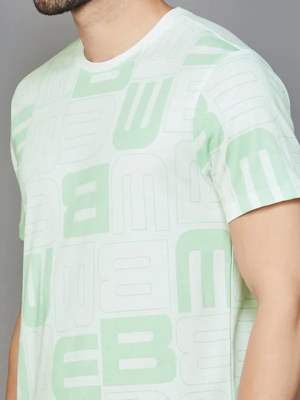 UCB printed pista green cotton t-shirt