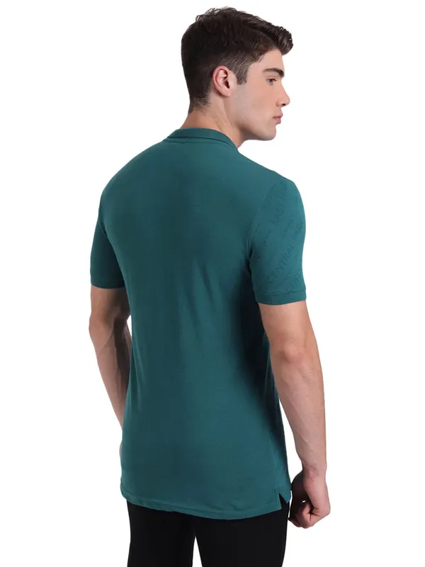 UCB printed prussian blue slim fit t-shirt in cotton