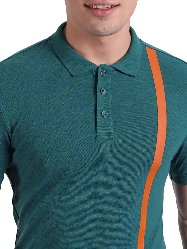 UCB printed prussian blue slim fit t-shirt in cotton