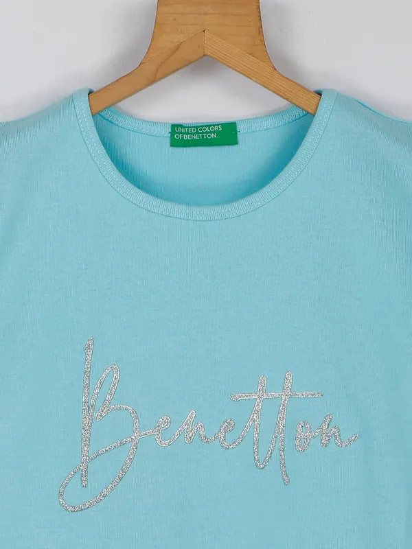 UCB printed sky blue cotton top