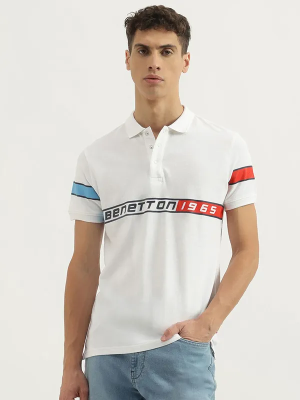 UCB printed white cotton slim fit t-shirt