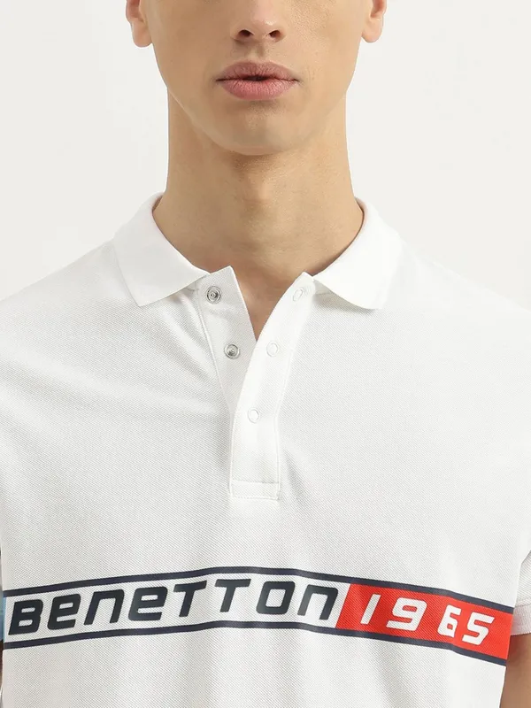 UCB printed white cotton slim fit t-shirt