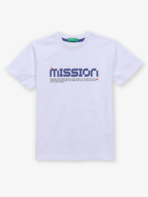 UCB printed white cotton t-shirt for boys