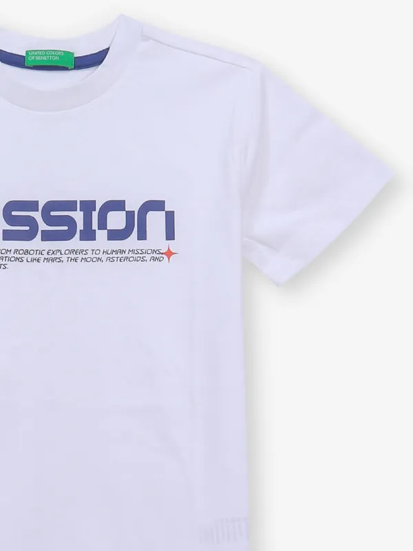 UCB printed white cotton t-shirt for boys