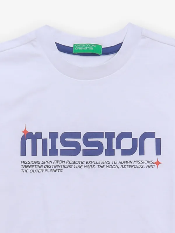UCB printed white cotton t-shirt for boys