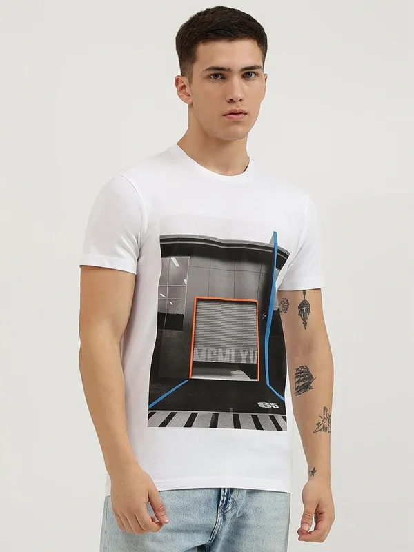 UCB printed white t-shirt in cotton fabric