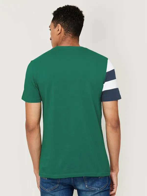 UCB rama green color block cotton t shirt