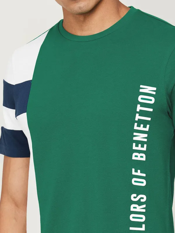UCB rama green color block cotton t shirt