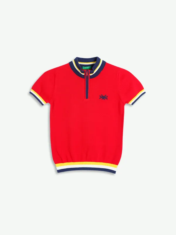 UCB red plain knitted t shirt