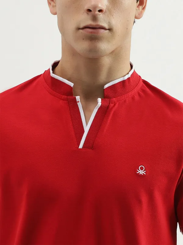 UCB red plain slim fit t shirt