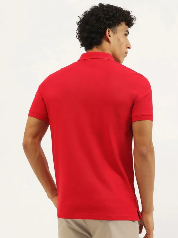 UCB red polo neck t-shirt