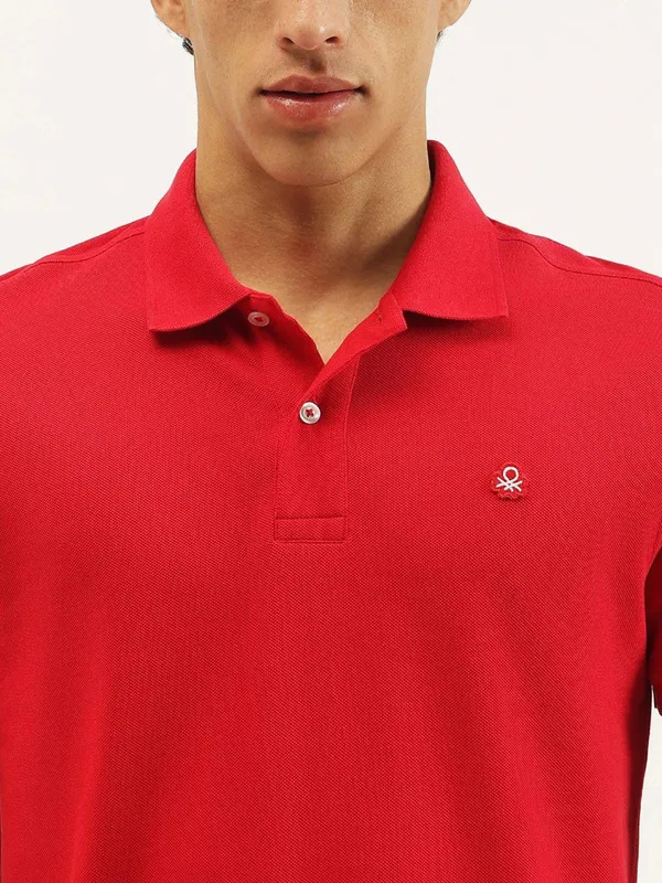 UCB red polo neck t-shirt