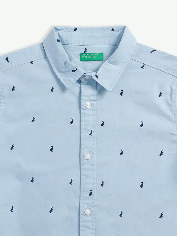 UCB sky blue casual full sleeves shirt