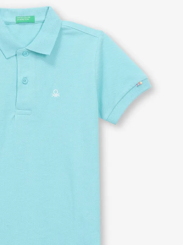 UCB sky blue plain cotton silk t-shirt
