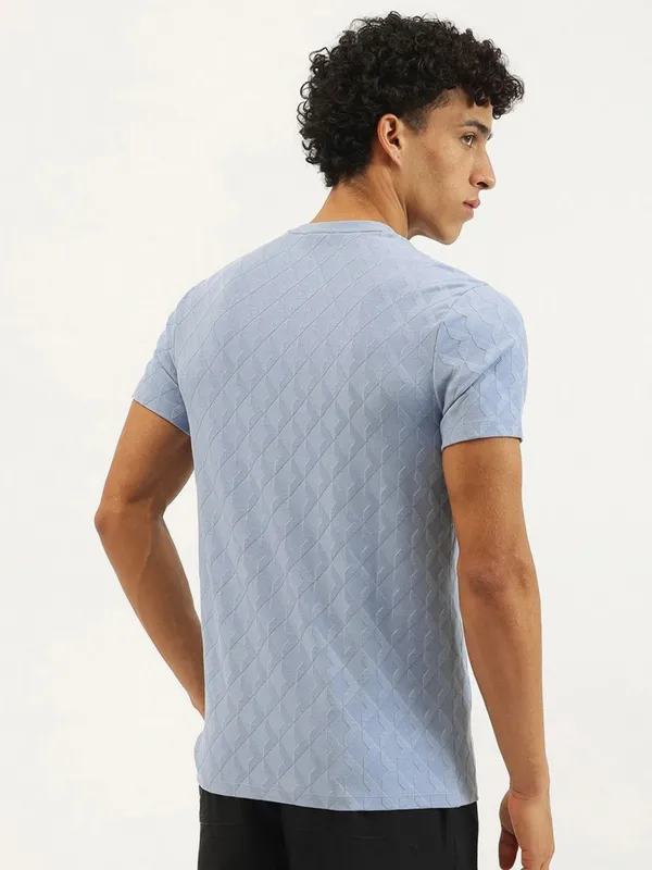 UCB sky blue textured round neck t-shirt