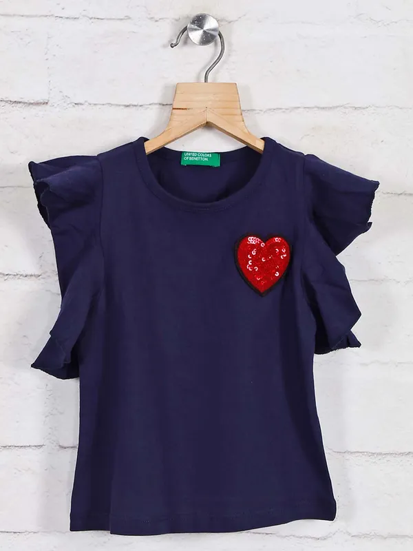 UCB Solid navy cotton round neck top