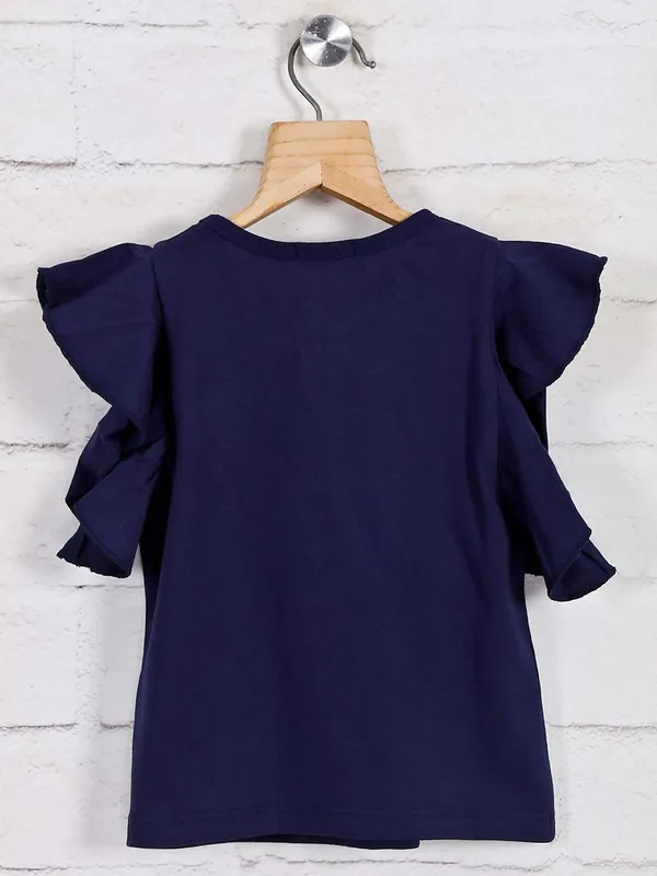 UCB Solid navy cotton round neck top