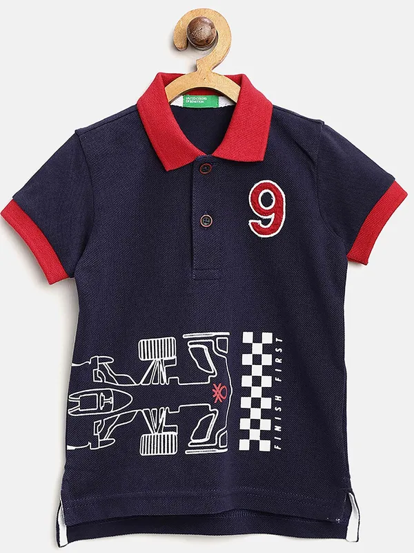 UCB printed navy hued boys t-shirt