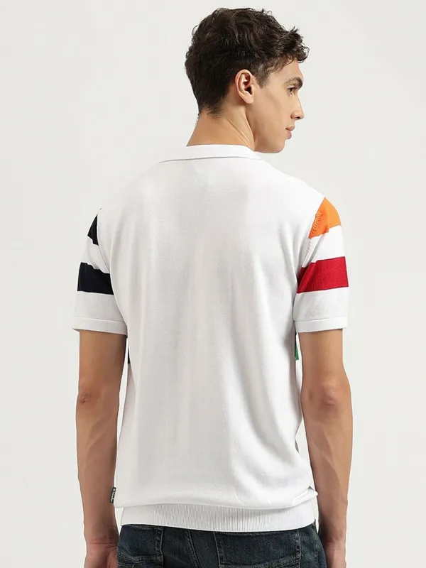 UCB stripe pattern white t-shirt in cotton fabric