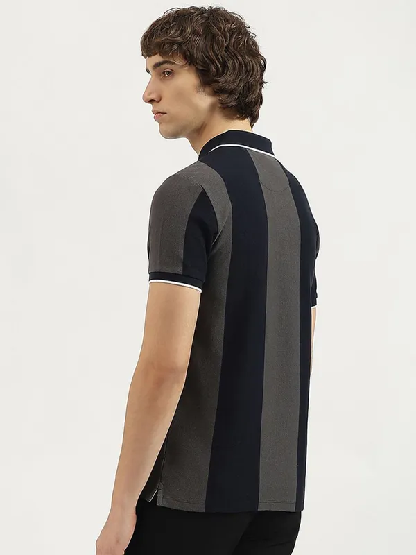 UCB striped black and grey cotton t-shirt for men
