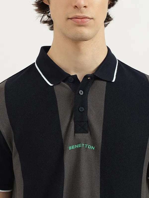 UCB striped black and grey cotton t-shirt for men