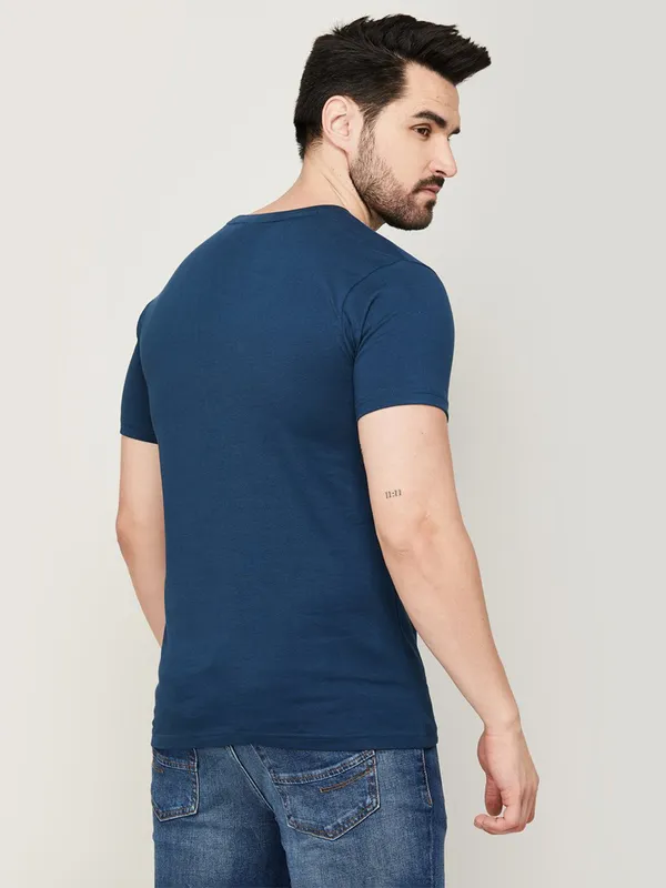 UCB teal blue cotton printed t shirt