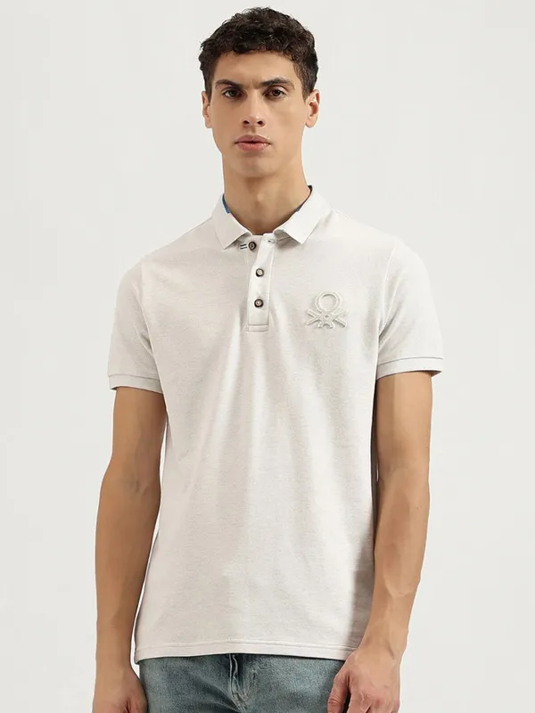 UCB textured off white cotton t-shirt for men