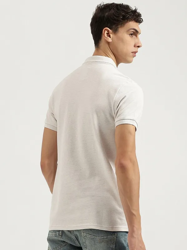 UCB textured off white cotton t-shirt for men