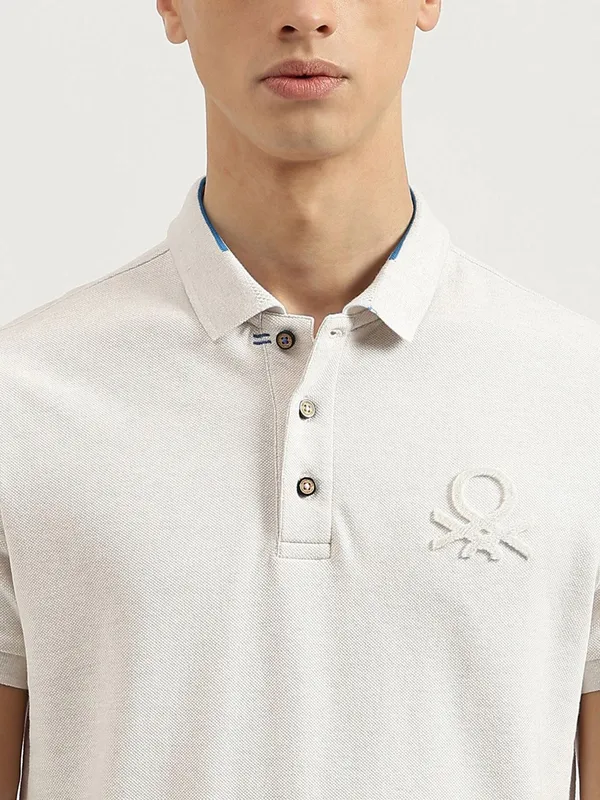 UCB textured off white cotton t-shirt for men