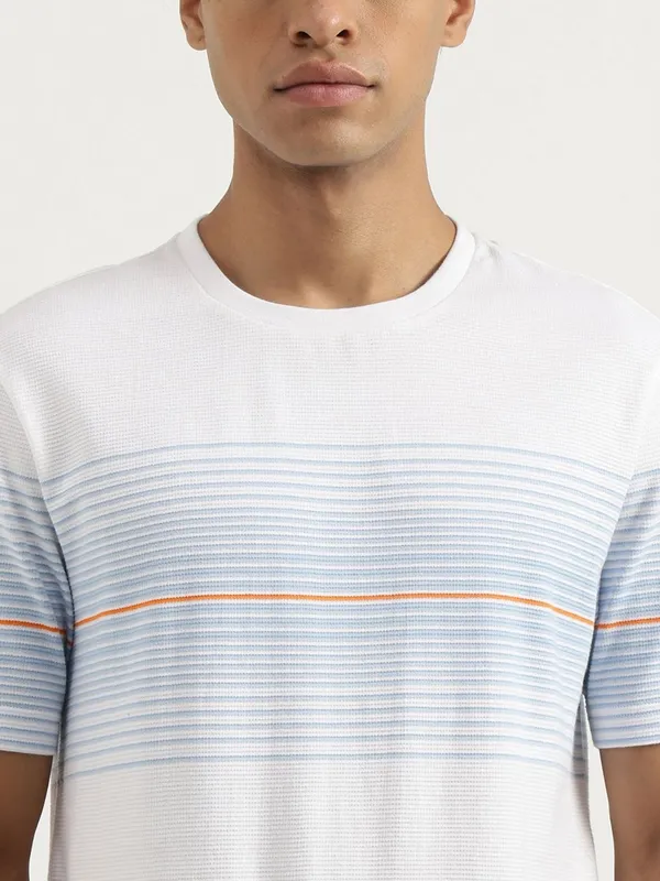 UCB textured white cotton t-shirt for men