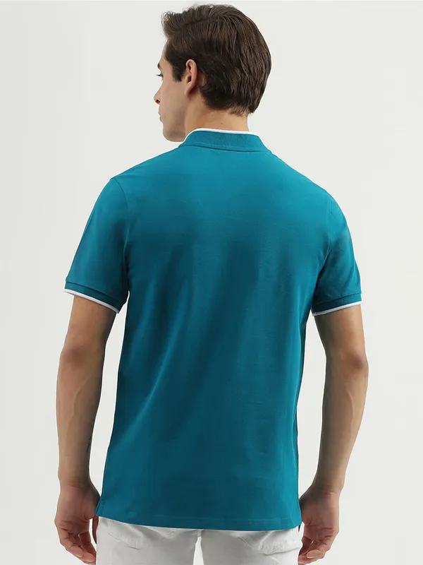 UCB turquoise blue plain slim fit t shirt