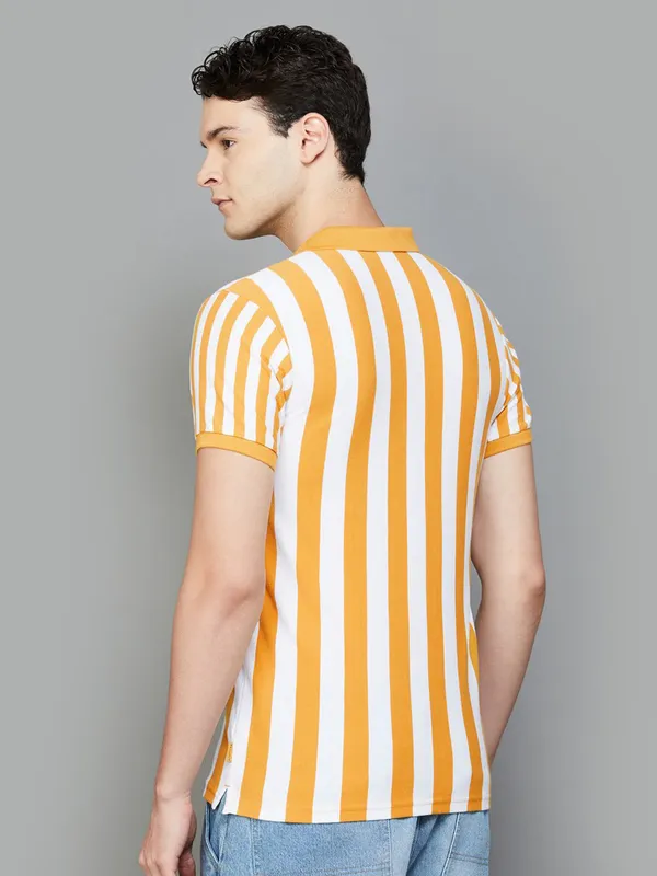 UCB white and yellow stripe cotton t-shirt for men