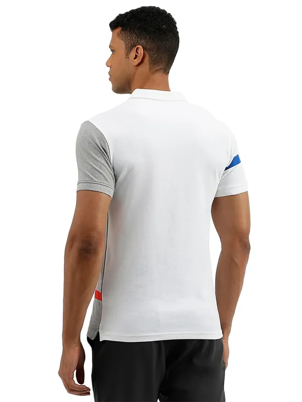 UCB white color block slim fit t shirt