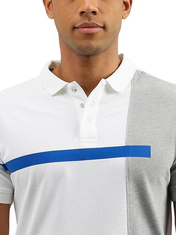 UCB white color block slim fit t shirt