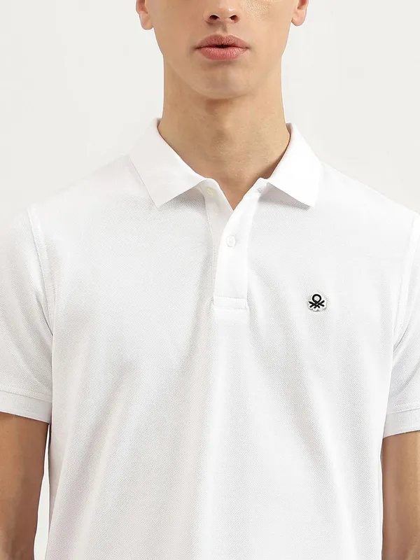 UCB white cotton half slleve polo t-shirt
