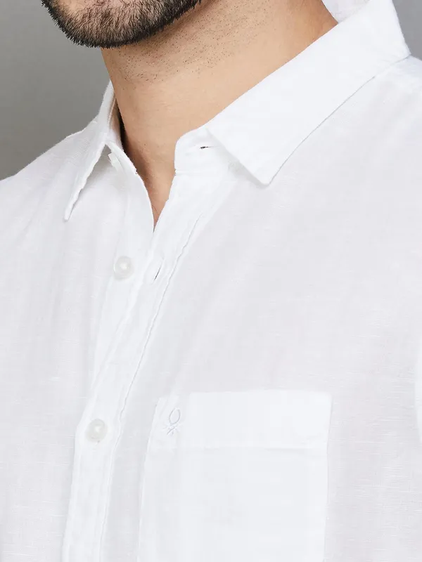 UCB white cotton linen casual shirt