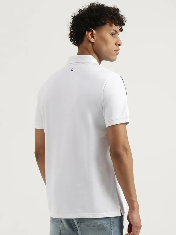 UCB white cotton polo neck t-shirt